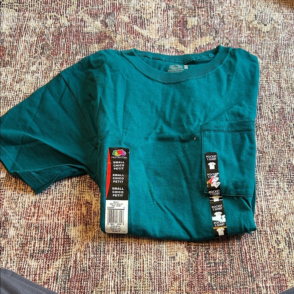 Fruit of the Loom Teal Pocket Tee
